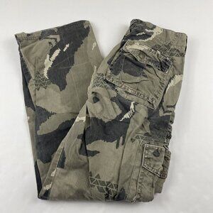 Quicksilver Cargo Camo Pants Boys 26 Cotton Straight Leg Green Black